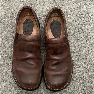 Women Brown Leather Slip-On Shoes